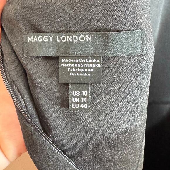 Maggy London Illusion Mini Dress black Fit and Flare  Rockabilly Size 10 Formal - Picture 11 of 15